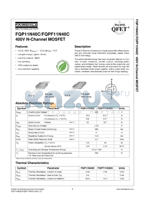 FQPF11N40C_08 datasheet - 400V N-Channel MOSFET