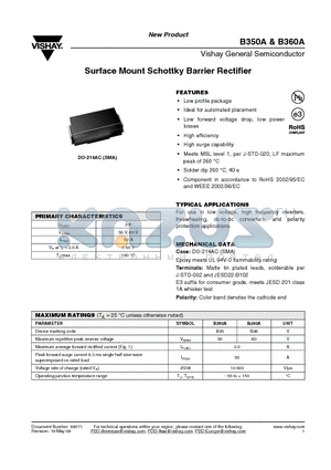 B360A-E3/5AT datasheet - Surface Mount Schottky Barrier Rectifier