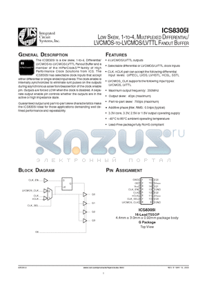 8305AGIL datasheet - LOW SKEW, 1-TO-4, MULTIPLEXED DIFFERENTIAL/LVCMOS-TO-LVCMOS/LVTTL FANOUT BUFFER