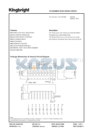 DC7G3HWA datasheet - 10 SEGMENT BAR GRAPH ARRAY