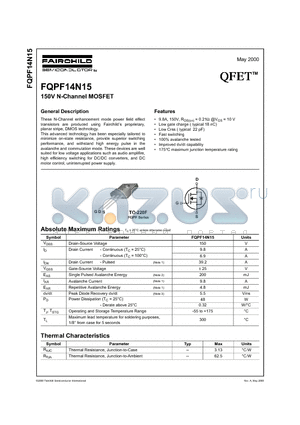 FQPF14N15 datasheet - 150V N CHANNEL MOSFET
