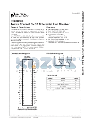 DC89C386 datasheet - Twelve Channel CMOS Differential Line Receiver