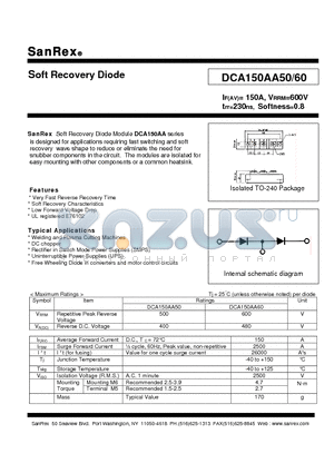 DCA150AA60 datasheet - Soft Recovery Diode