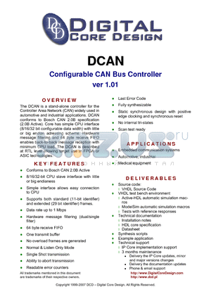 DCAN datasheet - Configurable CAN Bus Controller