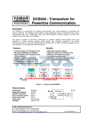 DCB500 datasheet - Transceiver for Powerline Communication