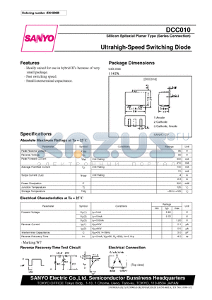 DCC010 datasheet - Ultrahigh-Speed Switching Diode