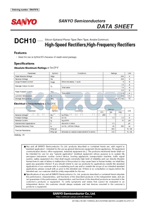 DCH10 datasheet - High-Speed Rectifi ers,High-Frequency Rectifi ers