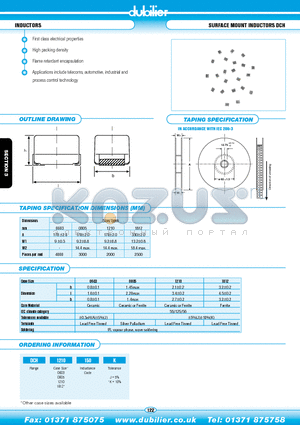 DCH1210150K datasheet - INDUCTORS SURFACE MOUNT INDUCTORS DCH