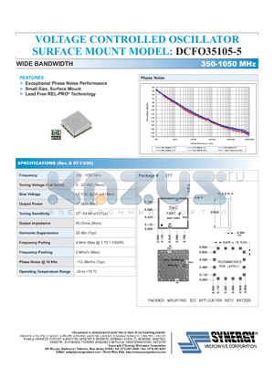 DCFO35105-5 datasheet - VOLTAGE CONTROLLED OSCILLATOR