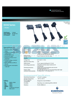 DCH2-050US-0001 datasheet - Switching wallmount power supply 2 Watts