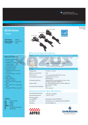 DCH3-050EU-0001 datasheet - Switching wallmount power supply