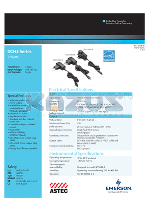 DCH3-050EU-0002 datasheet - Switching wallmount power supply