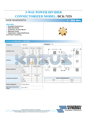 DCK-7J2S datasheet - 3-WAY POWER DIVIDER CONNECTORIZED MODEL