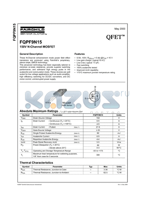 FQPF9N15 datasheet - 150V N-Channel MOSFET