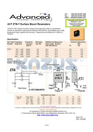 ACTZTB-Y datasheet - Surface Mount Resonators