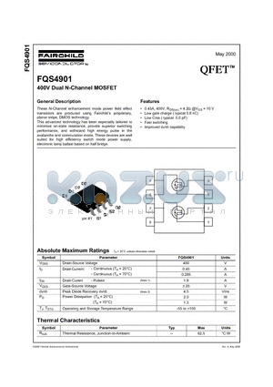 FQS4901 datasheet - 400V Dual N-Channel MOSFET