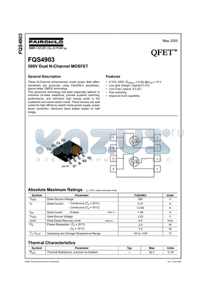 FQS4903 datasheet - 500V Dual N-Channel MOSFET