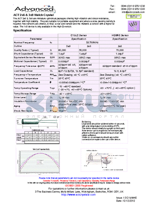 ACT_2X6_3X8 datasheet - ACT 2x6 & 3x8 Watch Crystal