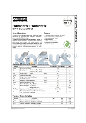 FQU18N20V2_09 datasheet - 200V N-Channel MOSFET