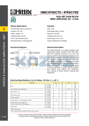 474SC70E datasheet - SiGe HBT GAIN BLOCK MMIC AMPLIFIER, DC - 6 GHz