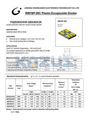 FQZX363C5V6 datasheet - QUAD SURFACE MOUNT ZENER DIODE ARRAY