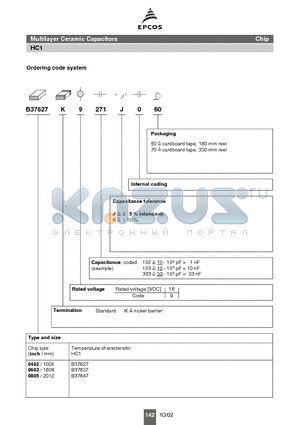 B37627K9102K070 datasheet - Multilayer Ceramic Capacitors