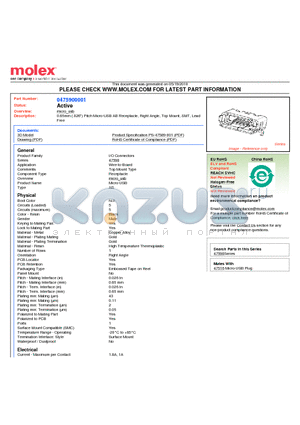 47590-0001 datasheet - 0.65mm (.026