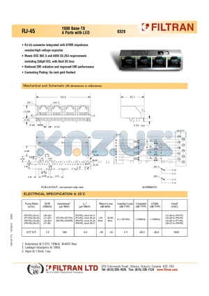 8328 datasheet - RJ-45 1000 Base-TX 4 Ports with LED