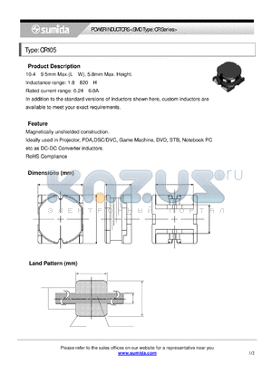 CR105 datasheet - POWER INDUCTORS <SMD Type: CR Series>