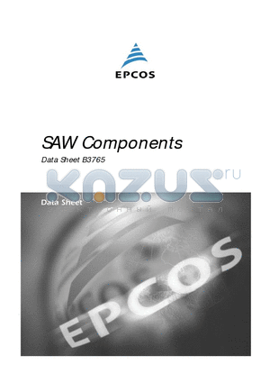 B3765 datasheet - SAW Components Low-loss Filter 315,50 MHz