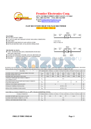 FR02-30 datasheet - FAST RECOVERY HIGH VOLTAGE RECTIFIER