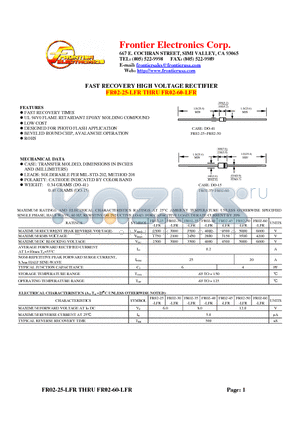 FR02-50-LFR datasheet - FAST RECOVERY HIGH VOLTAGE RECTIFIER