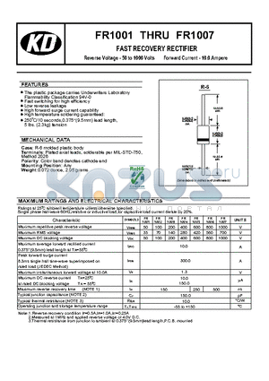 FR1004 datasheet - FAST RECOVERY RECTIFIER