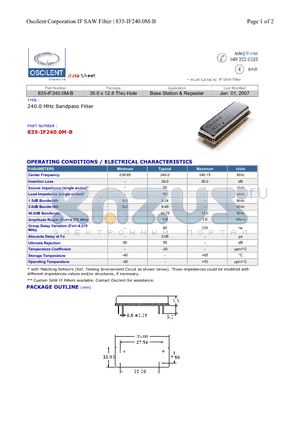 835-IF240.0M-B datasheet - Base Station & Repeater