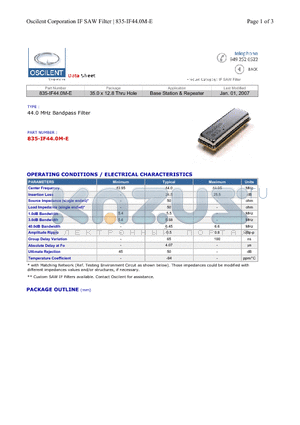 835-IF44.0M-E datasheet - Base Station & Repeater