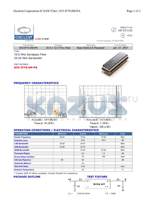 835-IF70.0M-PA datasheet - Base Station & Repeater