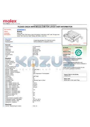 47642-0011 datasheet - 0.65mm (.026