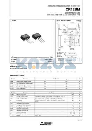 CR12BM datasheet - MEDIUM POWER USE NON-INSULATED TYPE, GLASS PASSIVATION TYPE