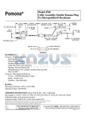 4768 datasheet - Cable Assembly, Double Banana Plug To Micrograbber Breakouts