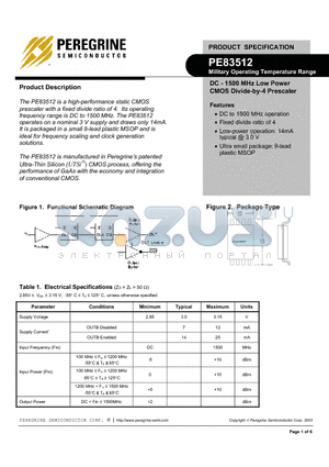 83512-01 datasheet - DC - 1500 MHz Low Power CMOS Divide-by-4 Prescaler