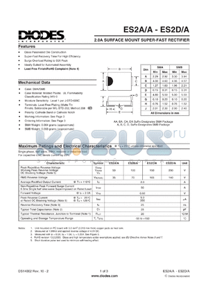 ES2A-13-F datasheet - 2.0A SURFACE MOUNT SUPER-FAST RECTIFIER