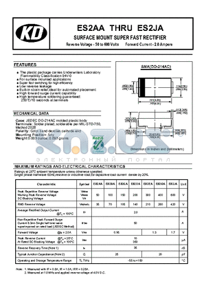 ES2AA datasheet - SURFACE MOUNT SUPER FAST RECTIFIER