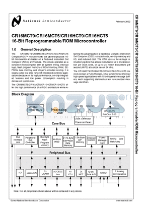 CR16HCT9VJEXY datasheet - CR16MCT9/CR16MCT5/CR16HCT9/CR16HCT5 16-Bit Reprogrammable/ROM Microcontroller