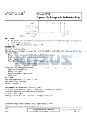 4771-12-0 datasheet - Square Pin Receptacle To Banana Plug