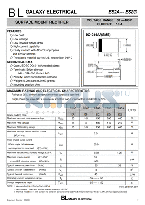 ES2D datasheet - SURFACE MOUNT RECTIFIER