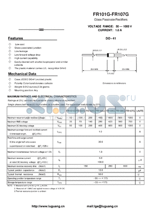 FR102G datasheet - Glass Passivate Rectifiers