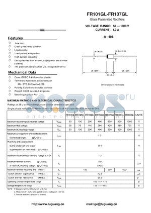 FR102GL datasheet - Glass Passivated Rectifiers