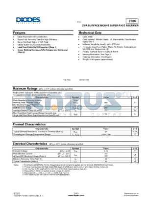 ES2G datasheet - 2.0A SURFACE MOUNT SUPER-FAST RECTIFIER