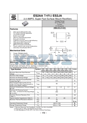 ES2GA datasheet - 2.0 AMPS. Super Fast Surface Mount Rectifiers