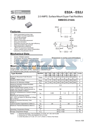 ES2H datasheet - 2.0 AMPS. Surface Mount Super Fast Rectifiers